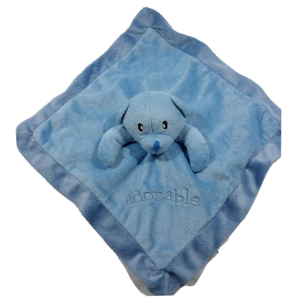 Mini Bean Baby Lovey Teddy Bear Blue Minky "Adorable" Satin security plush Toy